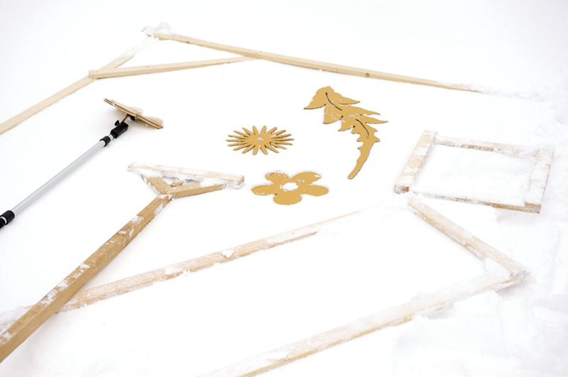 雪の庭作庭の為の道具。